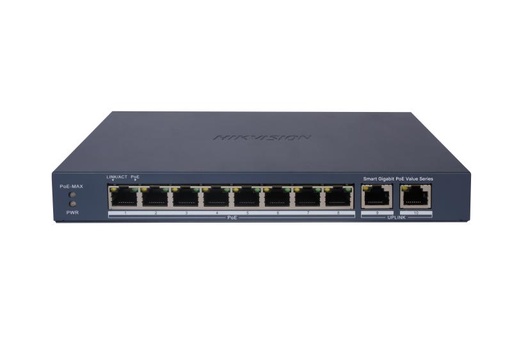 [DS-3E1510P-EI/M] Commutateur PoE intelligent Gigabit Hikvision DS-3E1510P-EI/M 8 ports - Budget d'alimentation PoE 60 W