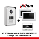Dahua Apartment Set 2x IP Interface Buttons - 2 Wires - 48VDC + Tag Reader + 2x 7" Color Monitor - Serial Wiring