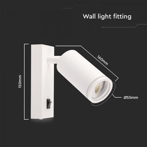 [10295] VT-429 GU10 Spotlight Wandschakelaar Witte Behuizing