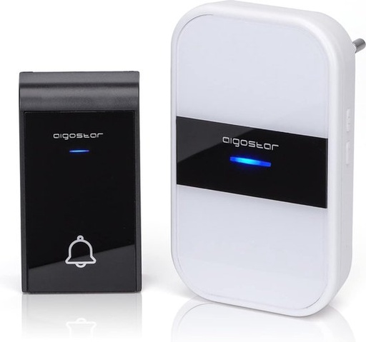 [U5D-N12] Aigostar - AC DRAADLOZE DIGITALE DEURBEL/IP44 ZWART+WIT /1 ZENDER+1 ONTVANGER