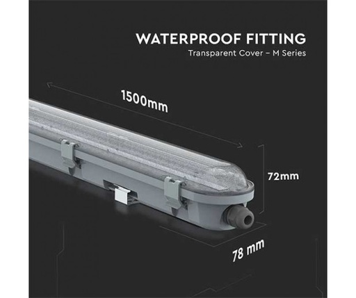 [20200] VT-150148 48W LED WATERPROOF FITTING 150CM SAMSUNG CHIP-MILKY COVER+SS CLIPS