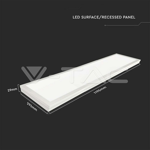 VT-6147 40W Panneau rétroéclairé LED 1200x300mm 2 en 1, encastré et en surface Pack 6pcs