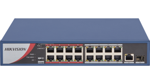 [DS-3E0318P-E/M] HIKVISION DS-3E0318P-E/M 16-PORT 10/100 UNMANAGED POE ETHERNET SWITCH