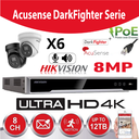 Hikvision Set IP-Acusense G2 Series 6x DS-2CD2386G2-IU -2.8mm 8 megapixel (4K) Turret Buit In microfoon + recorder NVR 8kanaals DS-7608NI-K2/8P - 6TB harde schijf