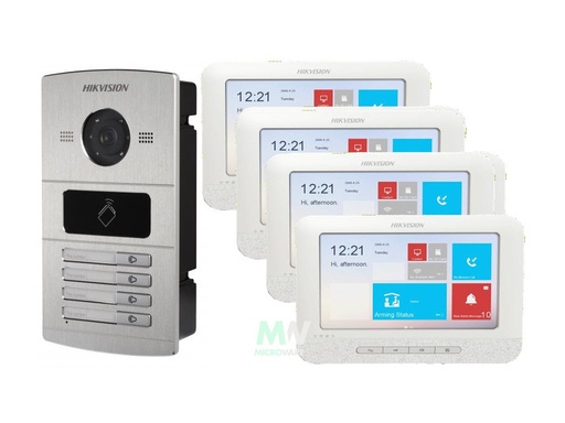 [DS-KV8402-IM-SET] HIKVISION DS-KV8402-IM-SET  IP-Intercom 4 Buttons - 4x 7&quot; IP Monitors