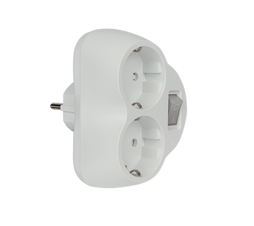 ELMARK DUBBELE ADAPTER MET SCHAKELAAR 16A 250V