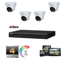 DAHUA  IP 4MP Full Color Set 4x Camera Full Color Audio Turret 4 megapixel 2.8mm-IR 20M + HDD Preinstalled 2TB