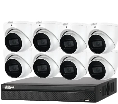 [IPDHKIT-PRO02] DAHUA  IP 4MP Full Color Set 8x Camera Full Color Audio Turret 4 megapixel 2.8mm-IR 20M + NVR 8 Channel - HDD Preinstalled 4TB