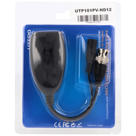 [UTP101PV-HD12] UTEPO Video balun met voeding Voedingsingang DC12-15V