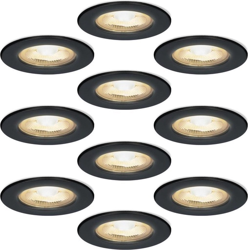 ELMARK 9251R/BL-SET Noir Set de 10 spots encastrés LED dimmables avec spot 6 Watt inclinable - Decoupe 70mm