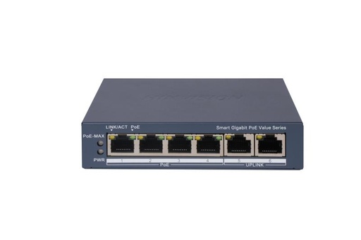 [DS-3E1506P-EI/M] Commutateur PoE intelligent Gigabit 4 ports HIKVISION DS-3E1506P-EI/M - Budget PoE total 45 W