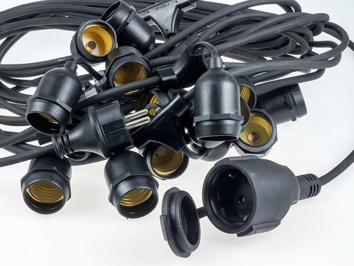 Guirlande lumineuse étanche AV-713 (5 m, 10 m, 15 m) + 3 m de douilles E27 supplémentaires, IP54, sans ampoules