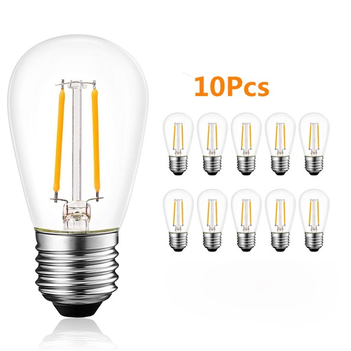 [AV-S141-2700k] Ampoule décorative S14 2 W - E27 2 700 K, lot de 10 pièces
