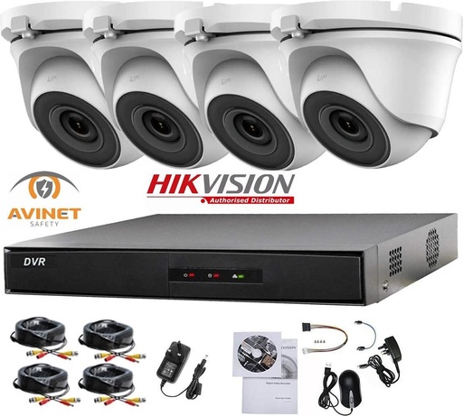 [TVIKIT2MP-4T] HIKVISION Turbo HD-TVI 2MP - 4CH KIT DVR - 4x Turret Camera In/Outdoor 2MP IR 20M Night Vision - Hard Disk 1TB