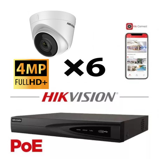 [KITIPHIK-LITE-601] HIKVISION IP Camera Kit  6x Camera Lite Serie 4MP NVR 8xChannel POE- Hard Disk 4Tb  To Max 8x Camera