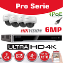 HIKVISION 6MP Surveillance Camera Kit  Pro Serie - NVR 8Ch  4K UHD IP POE - 4x 6MP IP CAMERA Pro-Serie In/Outdoor Night Vision IR Up to 30m - 2TB HDD Storage