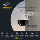 EZVIZ C8C 1080P Caméra Surveillance WiFi Extérieure avec Vision Nocturne en Couleur, Caméra Exterieur 360° Pan/Tilt en 2.4G Wifi, Etanche IP65, Détection de Forme Humaine IA, H.265, Alexa Compatible