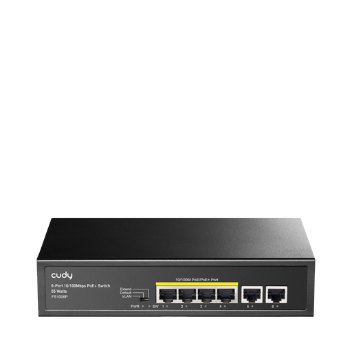 [FS1006P] Cudy FS1006P Switch PoE+  Fast Ethernet 10/100 4 ports avec 2 ports Uplink 60 W