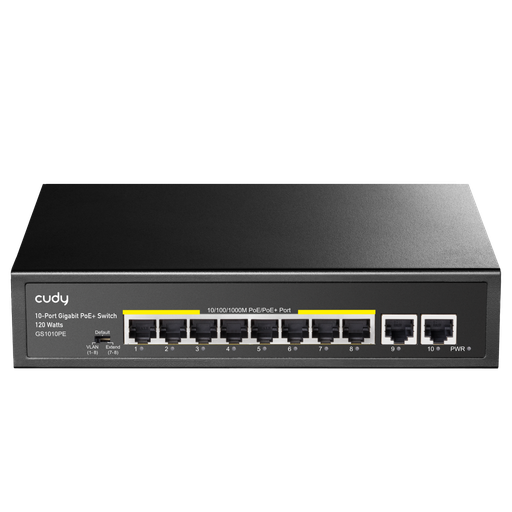 [GS1010P] Cudy GS1010P  Switch PoE+ Gigabit à 8 ports avec 2 ports de liaison montante Gigabit 120 W
