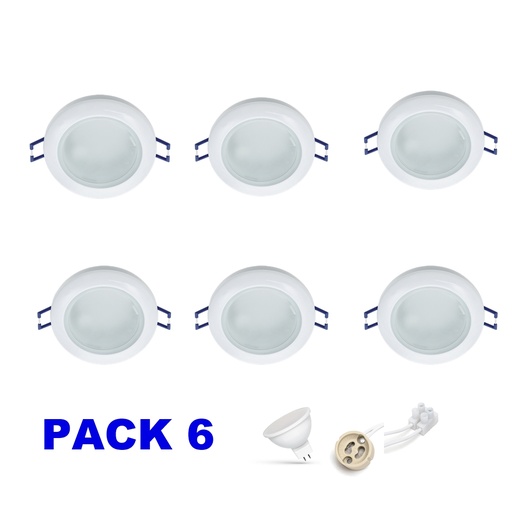 [SPOT6W*6] Spot encastrable ELMARK LED - 6W - Round - Etanche IP44 - Non Dimmable - Ø 70mm - Pack of 6 - Blanc - 25000h