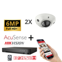 Hikvision IP-Kit 2x Camera 6MP  IR / Acusense G2 Serie - 2x DS-2CD2563G2-I 2.8mm Audio Mini Dome Camera - recorder NVR 8channel DS-7608NXI-K1/8P - 2TB Hard Disk installed