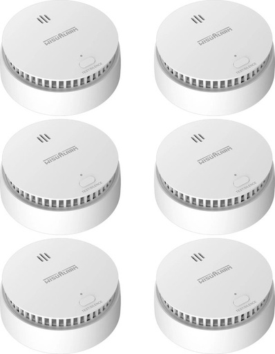 [HY-SA20A*6] WisuAlarm 6 * HY-SA20A Smoke Detector - 10 Year Battery with Replaceable Battery