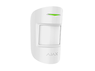 [38193.09.WH1] Ajax MotionProtect, détecteur de mouvement PIR sans fil, blanc. Jusqu'à 12 m, résistant aux animaux jusqu'à 20 kg, CR123A. Dimensions 110 x 65 x 50 mm.