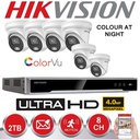 HIKVISION IP Surveillance Kit 6x Colorvu G1 ProIP Cameras 4 MP Fixed Lens 4.0mm  IR 30M + NVR HIKVISION 8Ch - hard drive Preinstalled 4TB