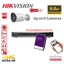 HIKVISION Surveillance IP Camera Set Acusense 8MP - 2/3/4/5/6/78x 4k-8MP Bullet IP Camera with Intelligent Hybrid Lighting - Built-in Microphone & Strobe & Audio Alarm - Acusense NXI Series 8x Channel NVR with PoE - 4TB  Hard Drive Pre-installed)