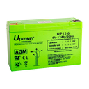 Upower AGM lead-acid rechargeable battery 6V-12Ah - 100 x 151 x 51 / 1800 g