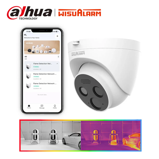 [DHI-HY-FT431LDP] Wisualarm / Dahua  DHI-HY-FT431LDP Caméra réseau IP thermique professionnelle de détection de flammes  4 MP, image visuelle et thermique, PoE
