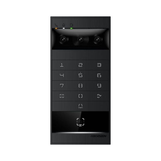 [DS-KV8114T-KWQE1] DS-KV8114T-KWQE1 TalkVu 4MP metalen deurstation voor villa's met toetsenbord, drievoudige lens - gezichtsherkenning, QR-code, MIFARE/DESFire, Bluetooth, WiFi 6, PoE