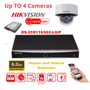 HIKVISION 6MP Surveillance Camera Kit – Up to 4x 6MP Dual-Light Dome IP camera  (DS-2CD1163G2-LIUF) – Lite Series 4-Channel PoE NVR – Pre-installed 2TB Hard Drive