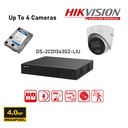 HIKVISION 4MP Surveillance Camera Kit - Dual-Light Turret IP Camera (DS-2CD1343G2-LIUF) - 4-Channel Lite Series PoE-NVR - Pre-installed 2TB Hard Drive