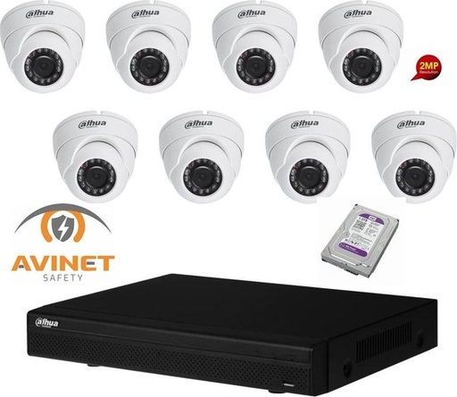 [CVI2MPKIT-8T] DAHUA 4CH KIT CCTV HDCVI 2MP DVR 8CH &amp; 8X Camera Binnen/Buiten 2MP - HD 1TB